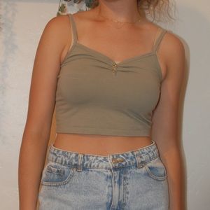 Nectar clothing size small sage green crop top with buttons spaghetti strap
